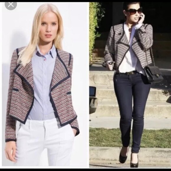 Elizabeth and James Freddie ZigZag Red Blue Padded Shoulder Blazer - Picture 1 of 8